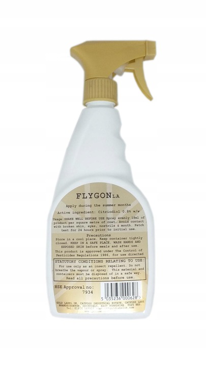 Spray na owady dla koni FLYGON 500ml GOLD LABEL muchy komary gzy bąki