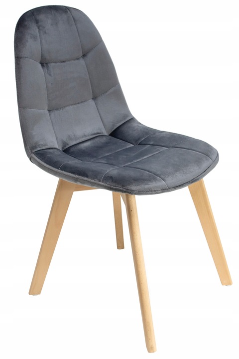 KRZESŁO skandynawskie TAPICEROWANE pikowane do salonu COLIN szare