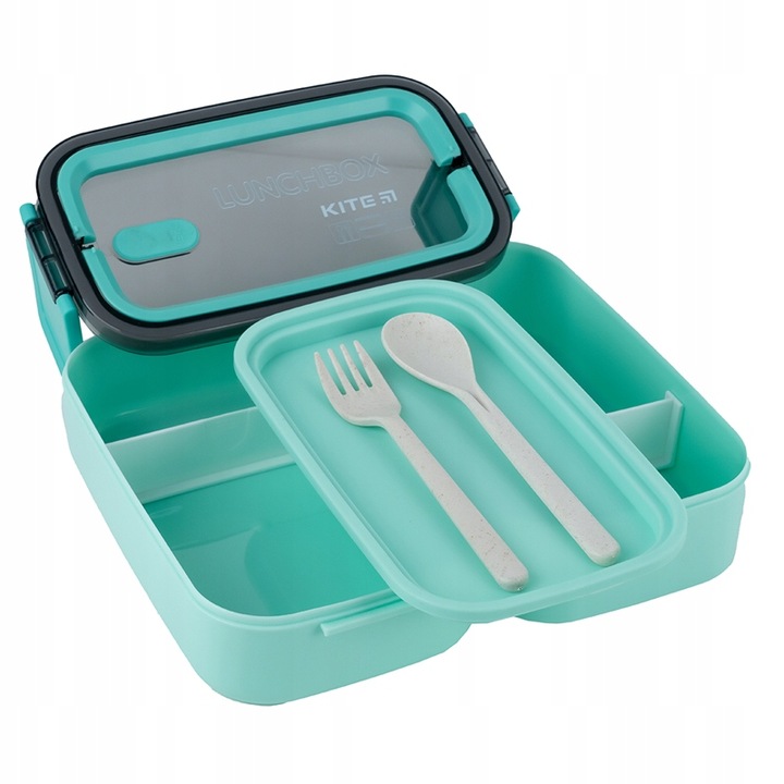 LUNCHBOX ŚNIADANIÓWKA ZE STUCĆAMI WKŁADY 2 KOMORY 1400ml BIAŁY KITE