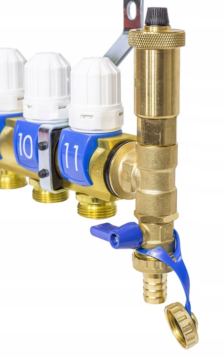 ROZDZIELACZ OGRZEWANIA PODŁOGOWEGO PODŁOGÓWKI 10 OBWODÓW SEKCJI MOSIĘŻNY