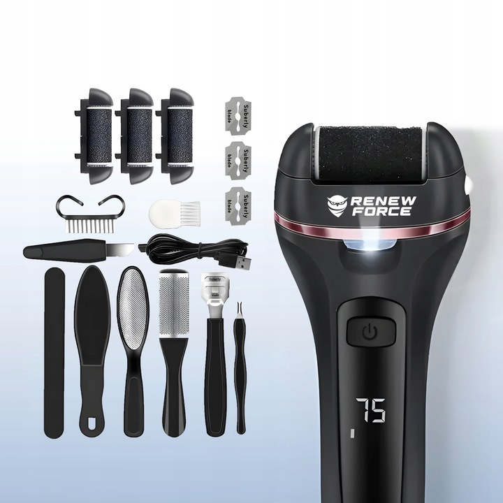 Pilnik Elektryczny Do Pięt Stóp Frezarka Rolki USB 18w1 NAJWIĘKSZY