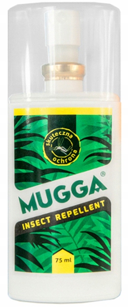 Mugga Spray 9,5% DEET 75 ml na Komary Kleszcze Moskity Preparat dla Dzieci