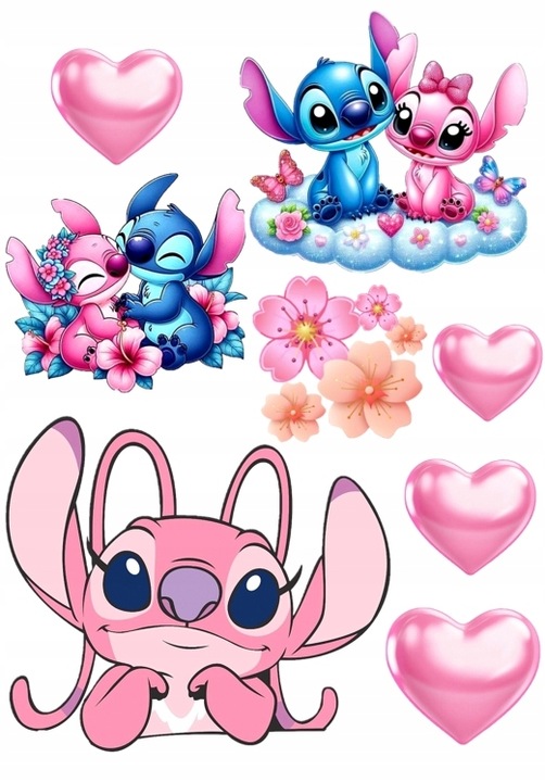 WYDRUK CUKROWY MASA CUKROWA LILO STICH I ANGEL DEKORACJA CUKROWA