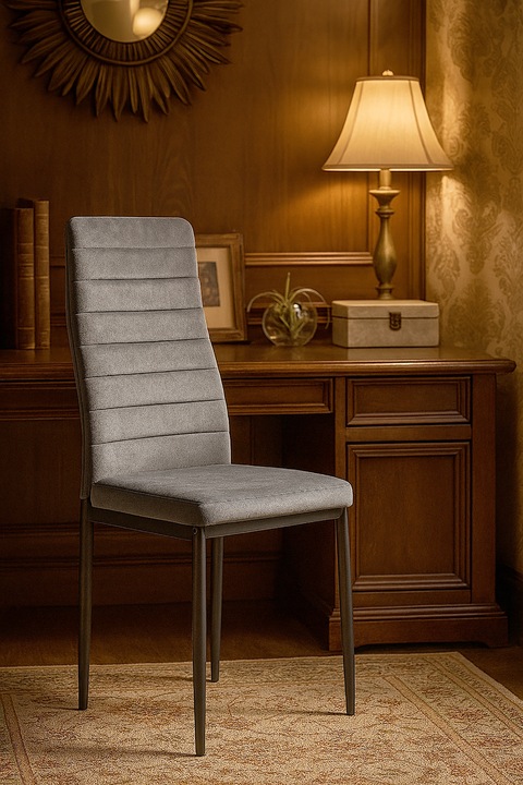 KRZESŁO PIKOWANE WELUR SALON JADALNIA KUCHNIA WYSOKIE MARK KT118 SZARE