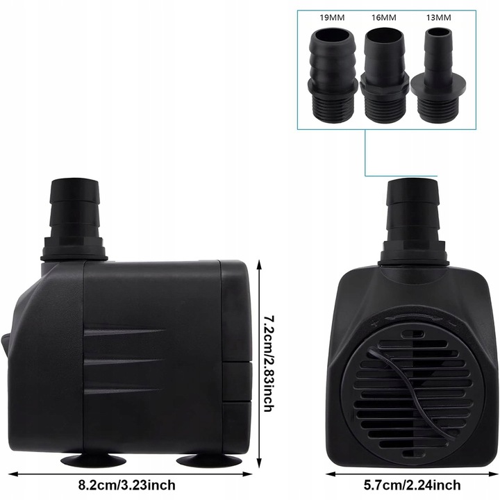 Mocna Pompa 2000L/h DO oczka WODNEGO FONTANNA KASKADA + 3 Końcówki