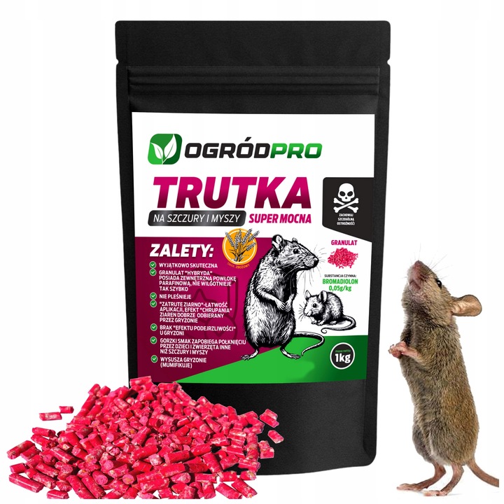 TRUTKA MEGA MOCNA GRANULAT Na Szczury Myszy Gryzonie Deratyzacja 1 KG