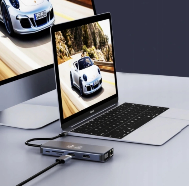 ADAPTER HUB 12w1 USB-C 2x HDMI VGA Jack RJ45 M1