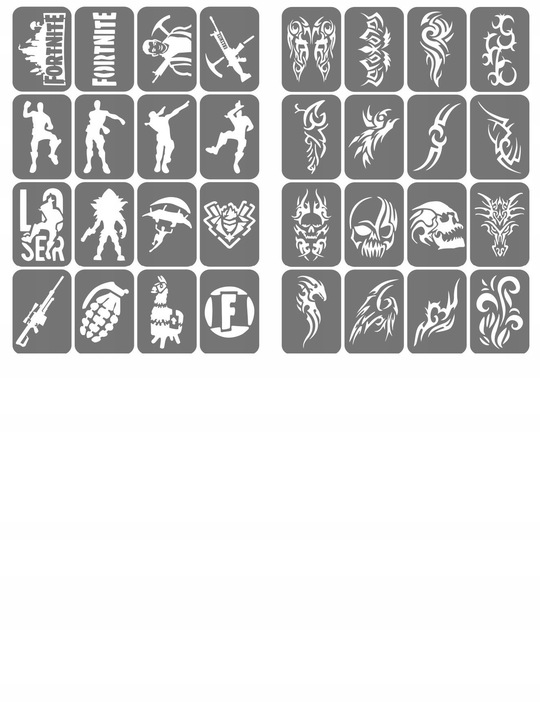 Szablony do tatuaży brokatowych, Tatuaże brokatowe - mix 50 sztuk