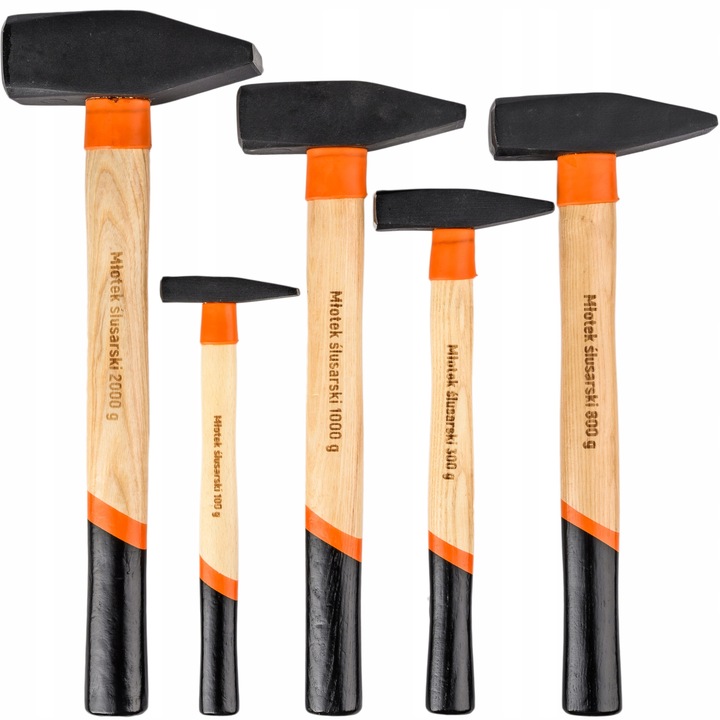 ZESTAW MŁOTKÓW MŁOTKI ŚLUSARSKIE DREWNIANY TRZONEK MŁOTEK 100g-2KG