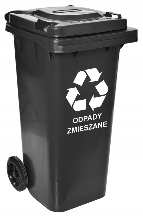KOSZ ŚMIETNIK KUBEŁ POJEMNIK NA ŚMIECI 120L ODPADY DO SEGREGACJI CZARNY