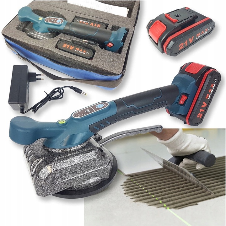 PRZYSSAWKA WIBRUJĄCA DO PŁYTEK WIBRATOR DO POZIOMOWANIA 2xAKU MOCNA 21V PRO