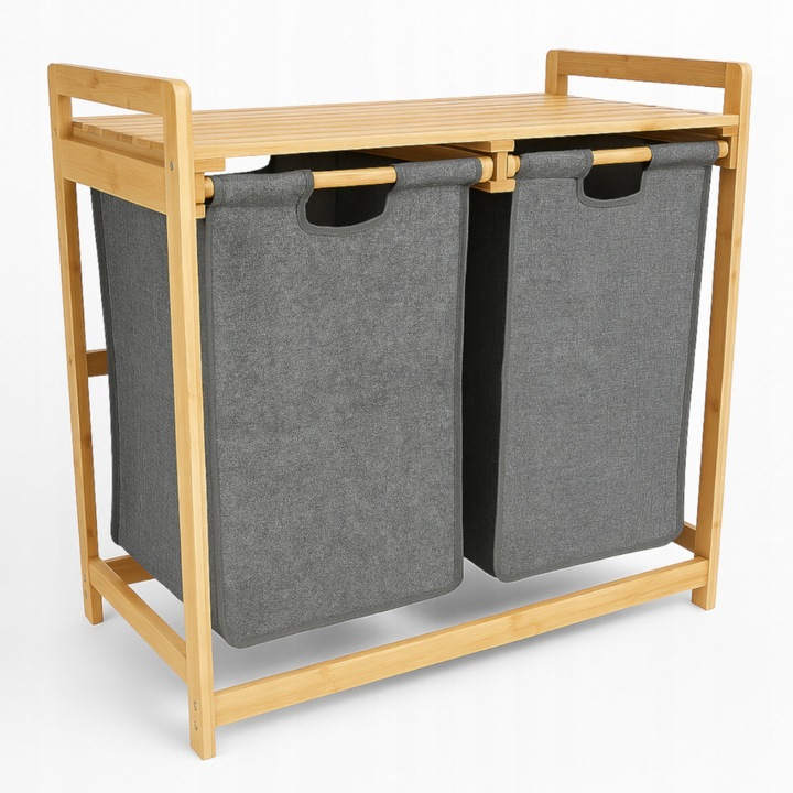 KOSZ na pranie BAMBUSOWY 2-komorowy EKO bielizna ŁAZIENKA worki