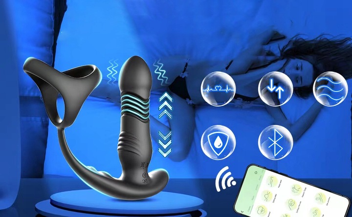 Unisex Prostata Pochwa Wibrujący Rozciągany Masturbator APP Kontrola