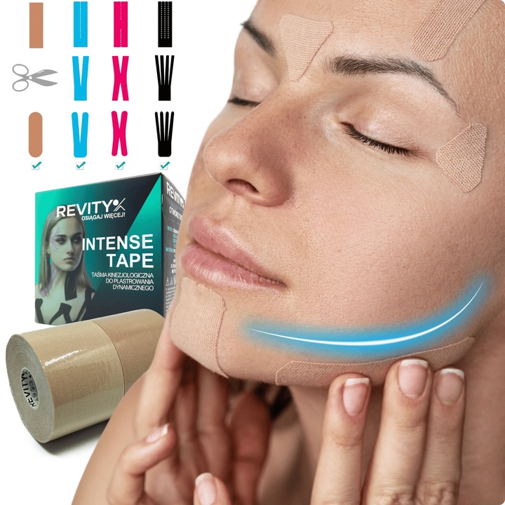 TAŚMA DO BIUSTU TAPINGU TWARZY 5m KINEZJOLOGICZNA KINESIO LIFT TAPE TEJPY