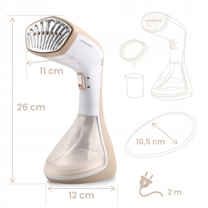 Parownica do ubrań 1600W Steamer parowy Żelazko parowe ZESTAW 26g/min