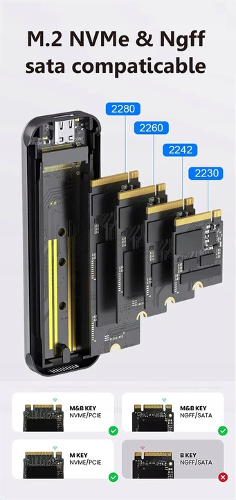 Adapter Kieszeń dysk 3.1 M.2 USB-C obudowa 10Gb/s