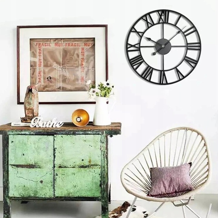 Zegar ścienny duży elektroniczny do salonu kuchni loft cichy na