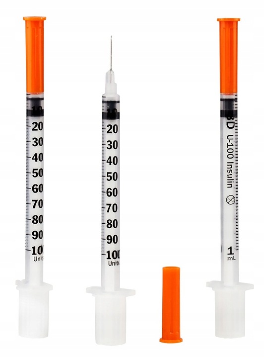 STRZYKAWKA INSULINOWA 1 ML ZESPOLONA Z IGŁĄ 0,33 x 12,7 mm - 100 szt.