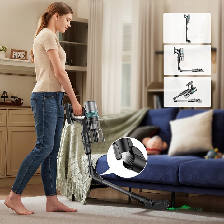 Odkurzacz bezprzewodowy PROSCENIC P16 45000Pa 550W światło LED zginana rura