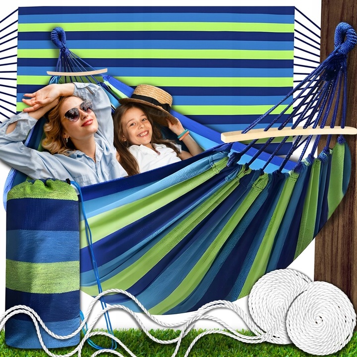 HAMAK OGRODOWY 2 OSOBOWY HUŚTAWKA XXL MOCNY WZMOCNIONY PAŁĄK DUŻY + TORBA