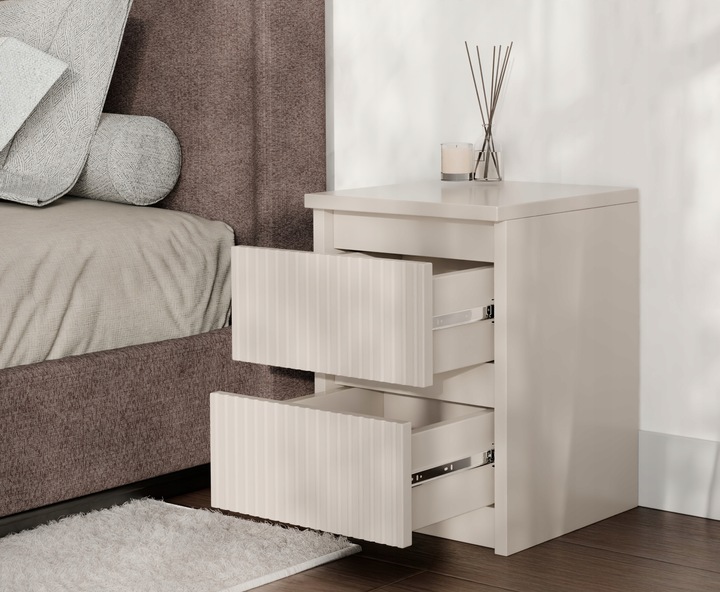 SZAFKA NOCNA STOLIK NOCNY DWIE SZUFLADY KASZMIR DO SYPIALNI FRONT