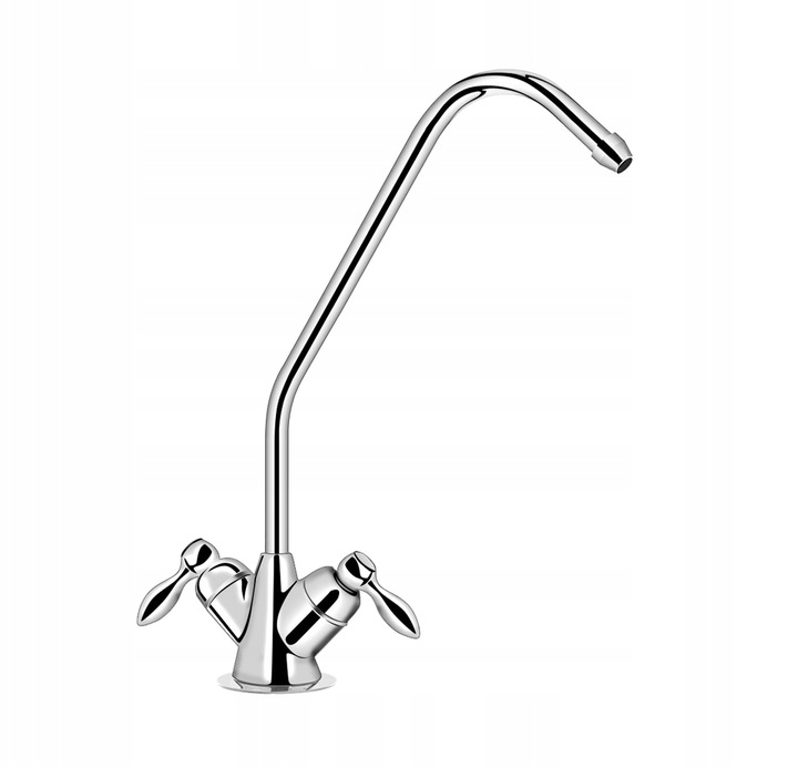 PODWÓJNY KRANIK KRAN DO FILTRA WODY OSMOZA CHROM