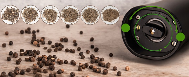 ELEKTRYCZNY MŁYNEK DO SOLI I PIEPRZU GRAWITACYJNY AKUMULATOROWY USB-C 2SZT