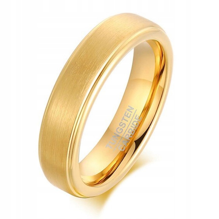 18K ZŁOTA OBRĄCZKA FAZOWANA Z WOLFRAMU MATOWA r.20