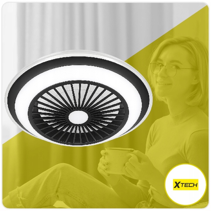 WENTYLATOR SUFITOWY WIATRAK PLAFON LAMPA LED 52 CM DUŻY APLIKACJA