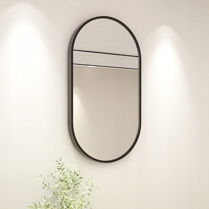 DUŻE LUSTRO OWALNE Industrialne ŁAZIENKOWE SALON SYPIALNIA CZARNE