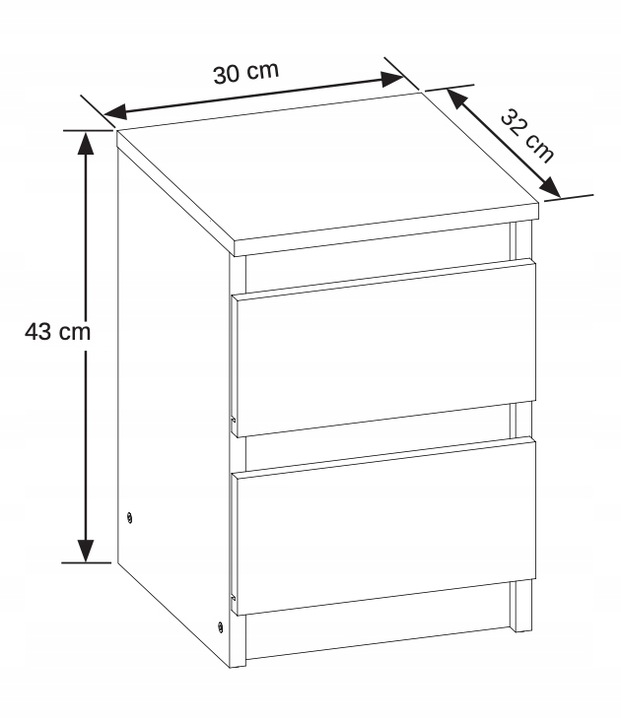SZAFKA NOCNA ANTRACYT WOTAN STOLIK NOCNY DWIE SZUFLADY 30cm SYPIALNIA