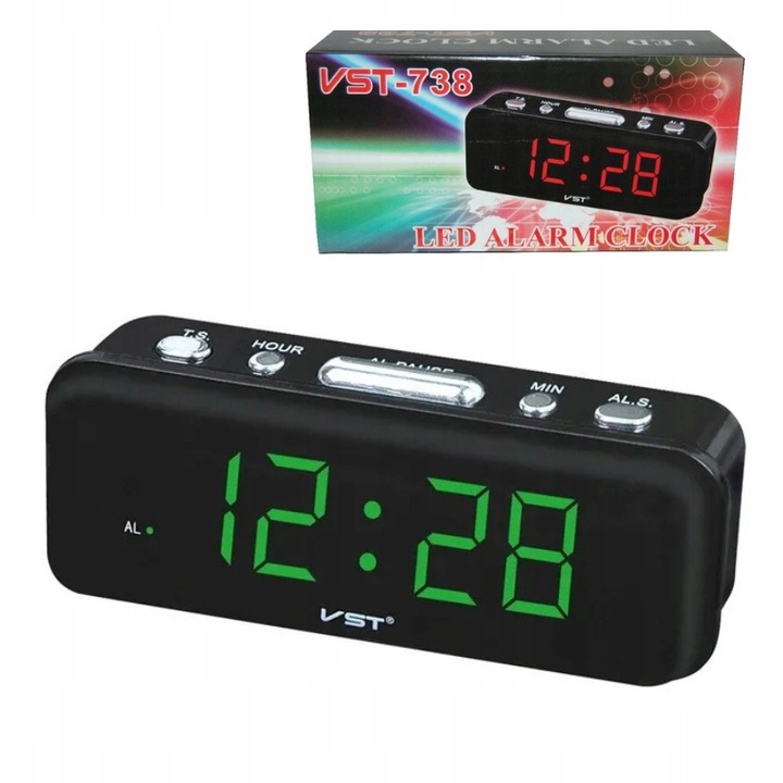 BUDZIK ZEGAR ELEKTRONICZNY SIECIOWY LED VST-738