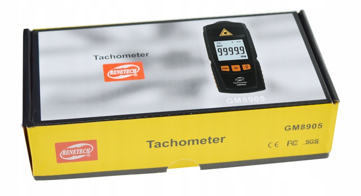 TACHOMETR LASEROWY OBROTOMIERZ CYFROWY MIERNIK OBROTÓW 99999 RPM LCD TAŚMY