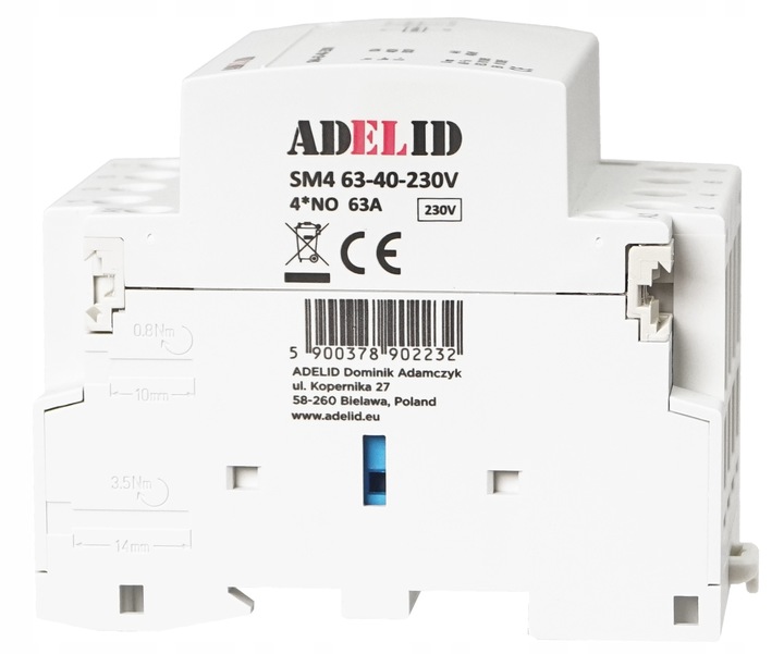 STYCZNIK MODUŁOWY 63-40 230V 63A 3P 4Z 3-FAZ 40A