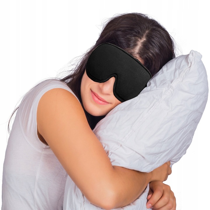 OPASKA NA OCZY DO SPANIA MASKA 3D REGULOWANA CZARNA + ZATYCZKI DO USZU