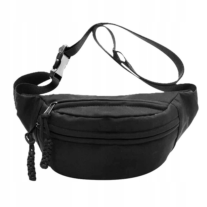 NERKA SASZETKA DAMSKA CZARNA POJEMNA LEKKA PODRÓŻNA BIODROWA ŚWIETNA