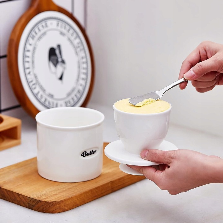 Ceramiczna maselnica, francuska maselniczka z pokrywk?, pojemnik na