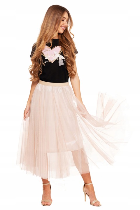 Spódnica Damska Tiulowa Midi Dwuwarstwowa Zwiewna Wygodna S/M MORAJ