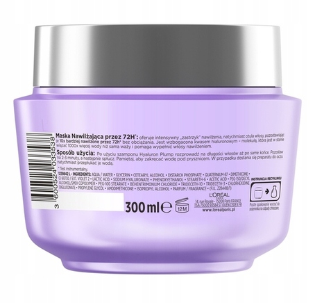 Nawilżająca Maska Do Włosów Loreal Elseve Hyaluron Plump 300 ml