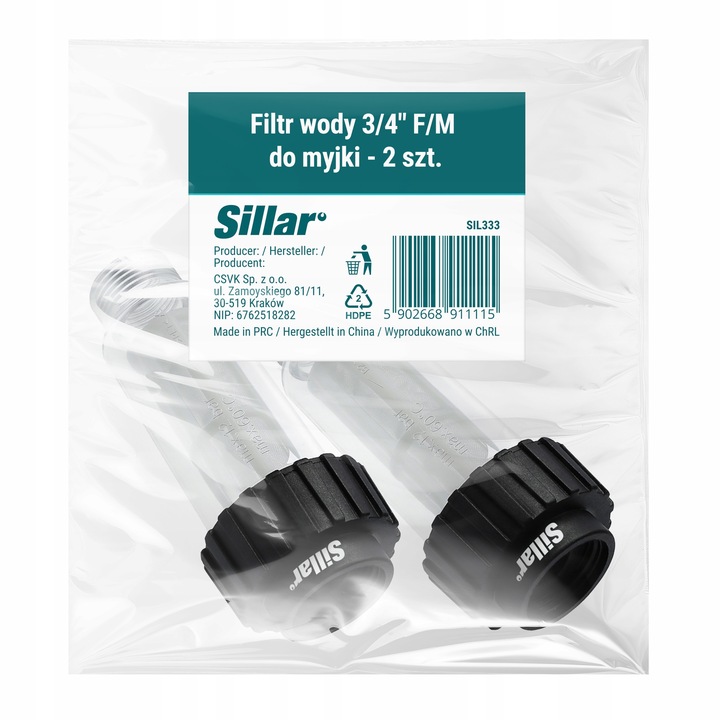 2x Filtr wody 3/4" Sillar do myjki Karcher K2 K3 K4 K5 K7 HD HDS