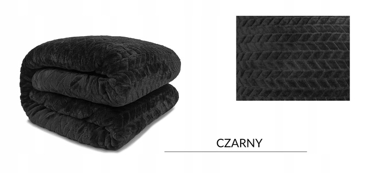 KOC GRUBY CIEPŁY na PREZENT NARZUTA DWUSTRONNA 200x220 cm FUERO CZARNY