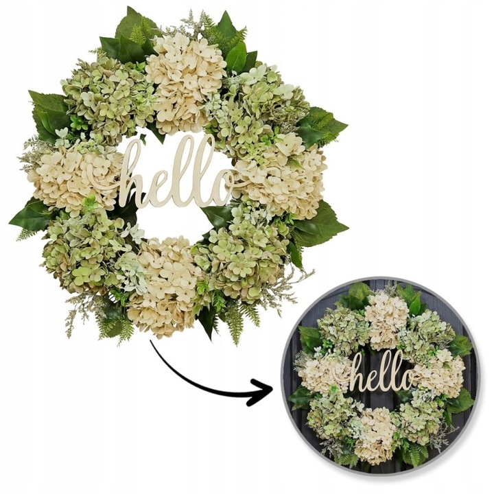 WIENIEC WIANEK GIRLANDA NA DZWI DEKORACYJNY JESIENNY STROIK HORTENSJE DOM