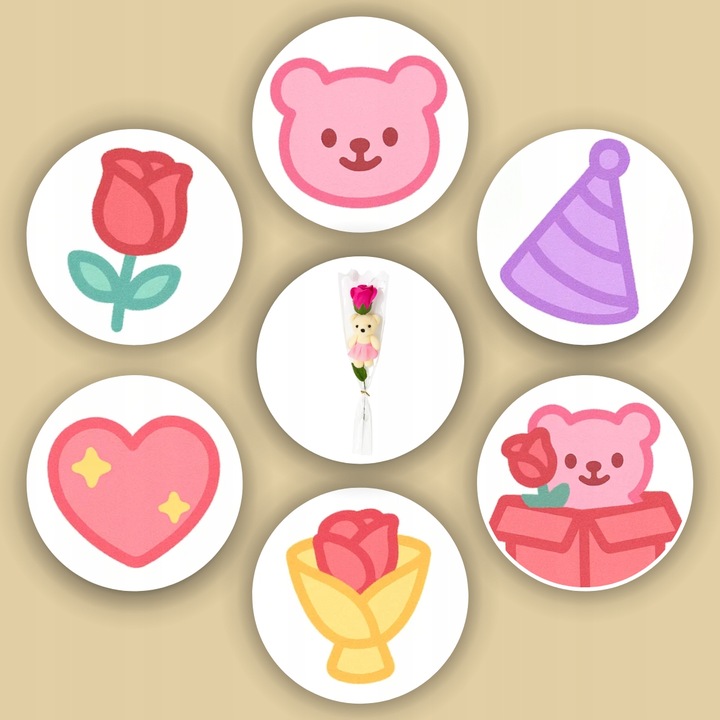 MIŚ Z RÓŻĄ BUKIET UPOMINEK NA PIKU PREZENT DLA NAUCZYCIELKI ZESTAW