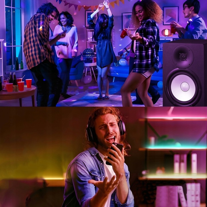 TAŚMA LED RGB KOLOROWA 5M WODOODPORNA PASEK 5050 ZESTAW NA BIURKO + PILOT