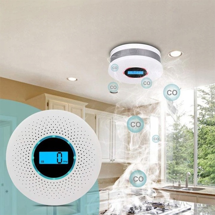 Bezprzewodowy Czujnik dymu i gazu CO czadu tlenku węgla 85dB alarm na