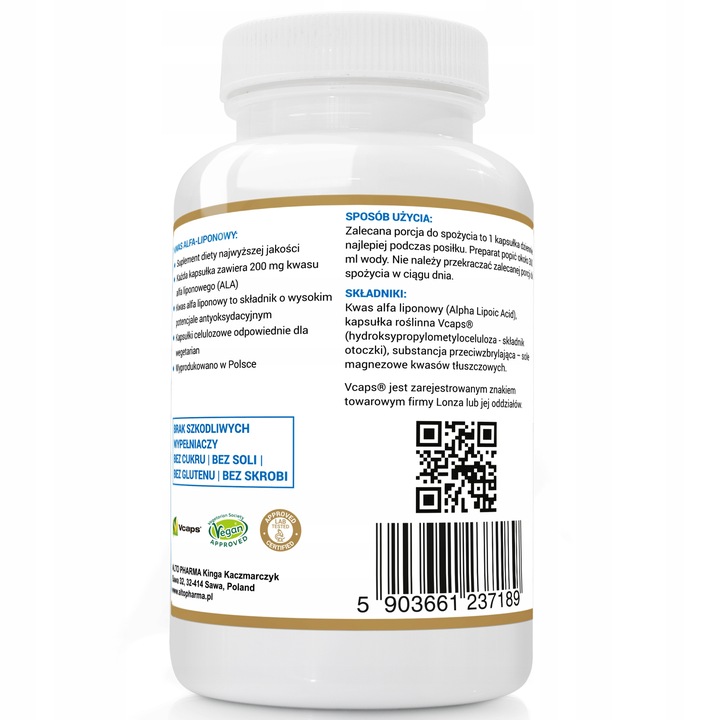 KWAS ALFA LIPONOWY Alpha Lipoic Acid 200mg 120k