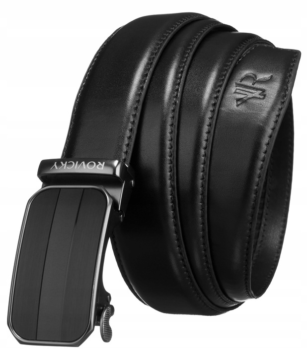 Pasek skórzany męski ROVICKY do spodni klamra automatyczna na prezent