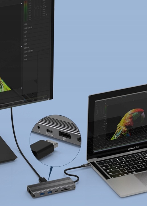 HUB USB-C Adapter 10w1 DisplayPort 1.4 HDMI 2.1 8K 4K 120Hz Display Port M1