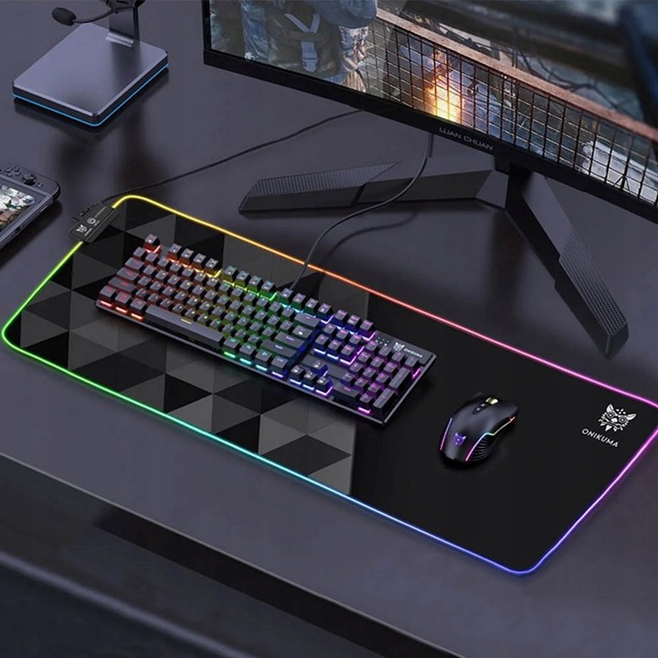 ONIKUMA MP006 GAMINGOWA PODKŁADKA POD MYSZ MYSZKĘ PODŚWIETLANA RGB 80x30 CM