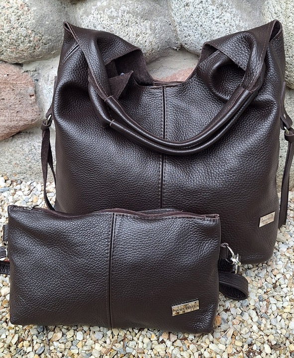 Skórzana Torebka Shopper Skóra Naturalna Włoska Vera Model 2w1 PREMIUM